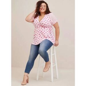 Torrid Pink Lips Wrap Babydoll Blouse 00